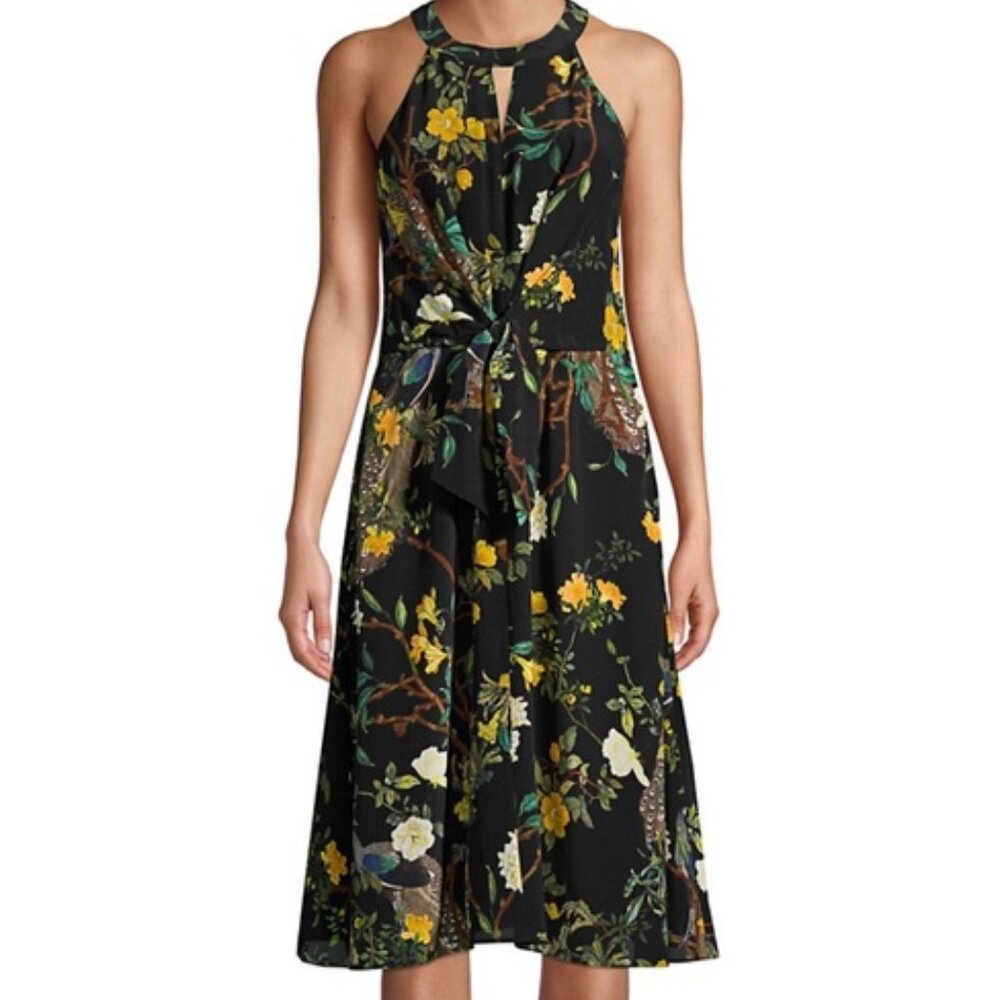 NWT Kobi Halperin Mavis 100% Silk Floral Midi Dress A-Line Sleeveless Size S